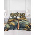 thumbnail image 3 of Palm Tree King Size Down Alternative Comforter, Lightweight Comforter Quilt Bedding Set with Pillow Shams Retro Summer Botanical Tropical Plant Leaves All Seasons Bed Comforter Duvet Insert 96"x106", 3 of 7