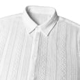 thumbnail image 6 of Men's 2 Piece Jacquard Textured Beach Outfits Summer Casual Button Down Shirts and Shorts Matching Sets Big and Tall Size S-3XL White, 6 of 7