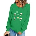 thumbnail image 4 of LEKWK Sweatshirts for Women Gold Glitter Crew Neck Long Sleeve St Patricks Day Shirt Sparkle Shamrock Clover Graphic Festival Pullover, 4 of 5