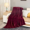 thumbnail image 3 of Super Soft Warm Flannel Fleece Plush Microfiber Bed Throw Blanket Twin - Burgundy, 3 of 5