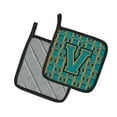 thumbnail image 2 of Carolines Treasures CJ1063-VPTHD Letter V Football Aqua, Orange and Marine Blue Pair of Pot Holders, 7.5HX7.5W,, 2 of 2