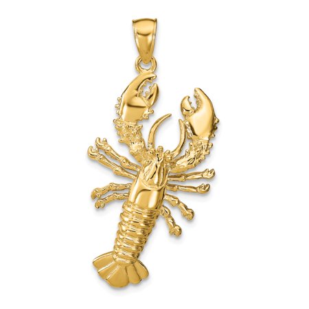 14K Yellow Gold Lobster Pendant for Men and Women, Nautical Marine Jewelry with Ocean Symbolism, Detailed Sea Life Charm, Coastal Beach Style Accessory