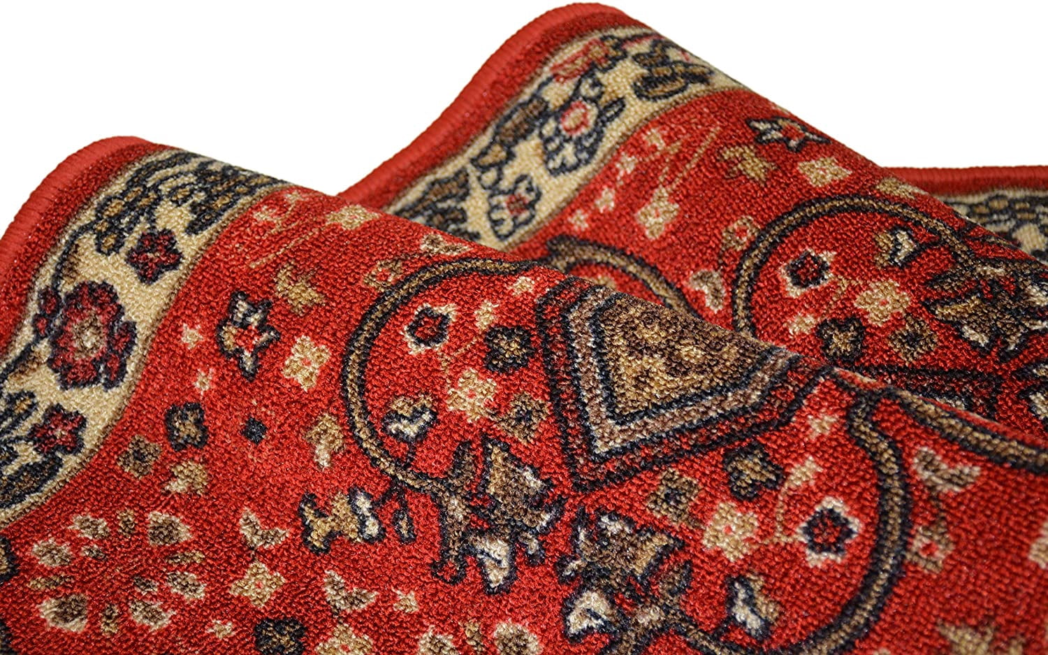 Traditional Medallion Oriental Design Red Color Rug Runner Printed Slip Skid Resistant Rubber Back 2 x 7 Runner Rug(Red, 23" x 7')