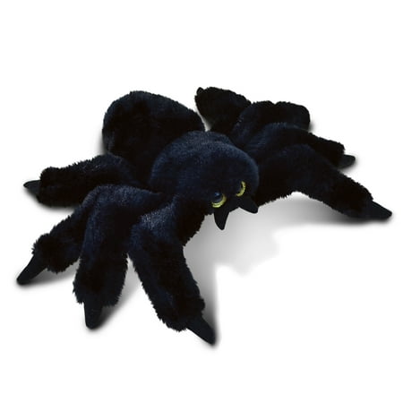 Puzzled Black Spider Plush, 7 Inch Collectible Decorative Big Eyes Tarantula Stuffed Toy Soft Take A Long Plushie Pillow Squishes Washable Cushy Mini Doll Creepy Crawlies Themed Kids Toys & Games
