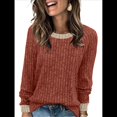 thumbnail image 3 of Camisas de Larga para Mujer, Suéteres, Conjuntos de Otoño, Bloques de Color, Ropa de Invierno, Elegantes, Informales, Suaves. Color Caramelo XL, 3 of 7