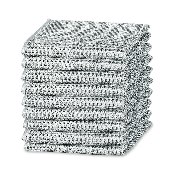 HZCrisp 10PCS Double Wet and Dry Wire Dishcloth, Stainless Steel Scrubber, Non-Scratch Multi-Purpose Cleaning Cloths for Cookware, Sinks, Countertops, and More