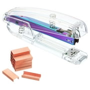 Uxcell Acrylic Stapler Set, Portable Stylish Manual Effortless Desktop Stapler with 2000 Pcs 24/6 Staples, Rainbow