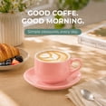thumbnail image 6 of Unique Bargains 4 Set Espresso Cups Stackable with Saucers Pink 8 oz, 6 of 7