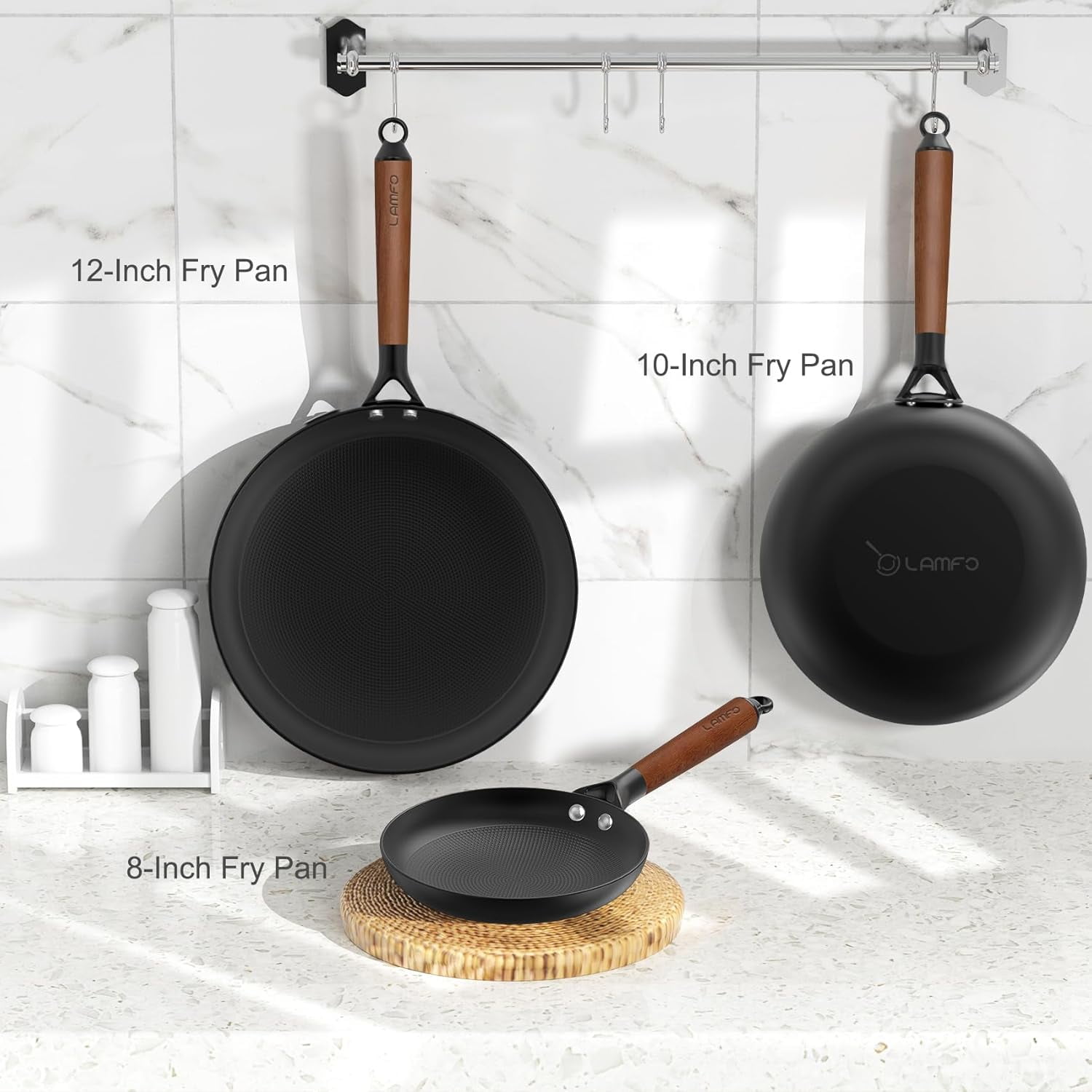 Cast Iron Frying Pan 10 Inch Non Stick Skillet with Removable Handle, PFAS-Free Oven Safe Dishwasher Safe for Home Cooking