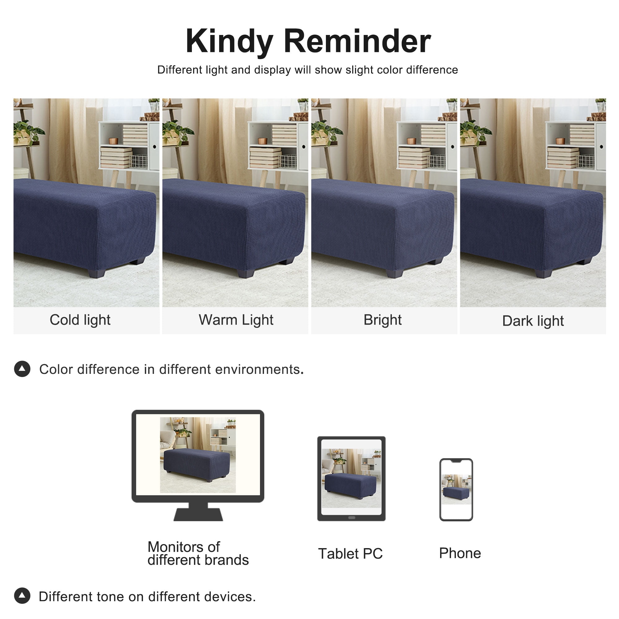 Unique Bargains Stretch Ottoman Cover Slipcover Furniture Covers Navy Blue Small