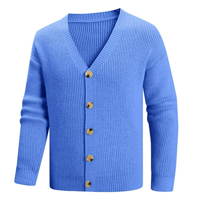 Men's Casual V-neck Button Cardigan Sweater - Perfect for Layering
