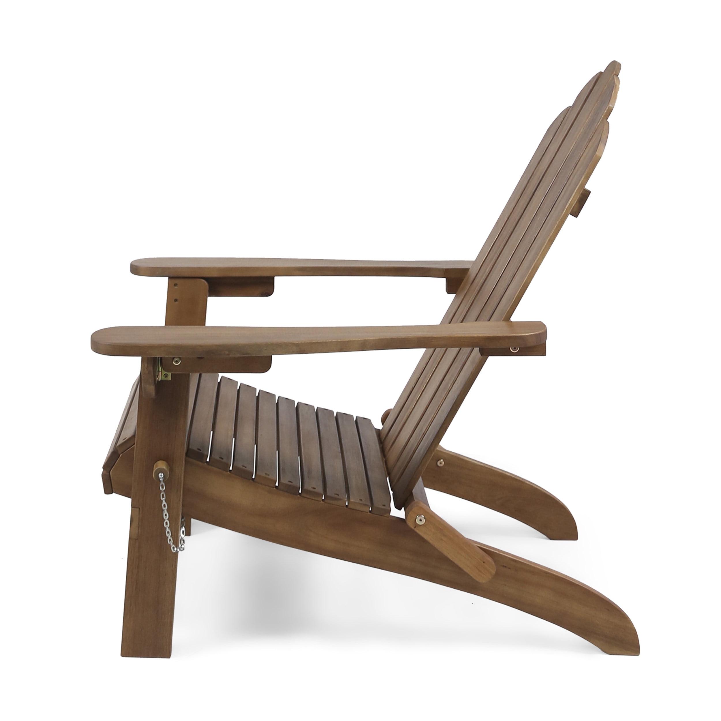 Dark Brown Wood Foldable Adirondack Chair - 29.00 in Length for Patio, Poolside, or Garden Seating