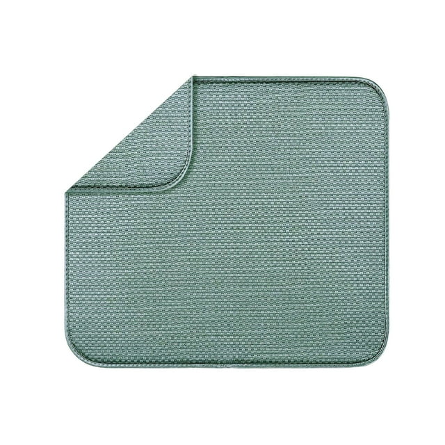 Tapete para secar platos de cocina, tapete para mesa de 40 x 45 cm, escurreplatos para cubiertos verde