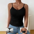 thumbnail image 2 of QASIEATN Women's Solid Color V Neck Tank Tops with Built in Bra Casual Camisole Summer Clothing Vest for Women, 2 of 6