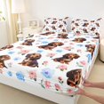 thumbnail image 4 of Homewish Kawaii Dachshund Dog Bed Sheets,Rose Hydrangea Floral Full Size Sheets,White,4-Piece,1 Flat Sheet, 1 Fitted Sheet and 2 Pillowcases, 4 of 6