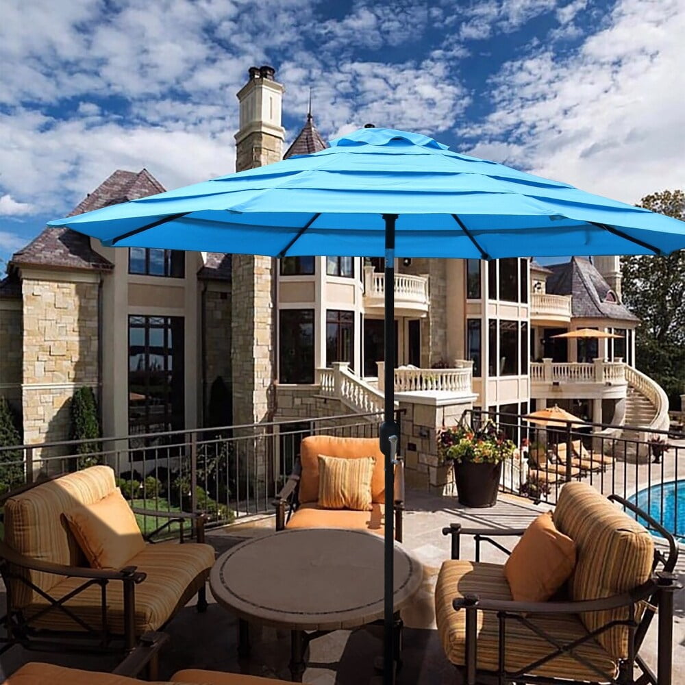 Abble Outdoor 9ft Patio 4 Tier Fashion Umbrella with Crank and Tilt - Aqua