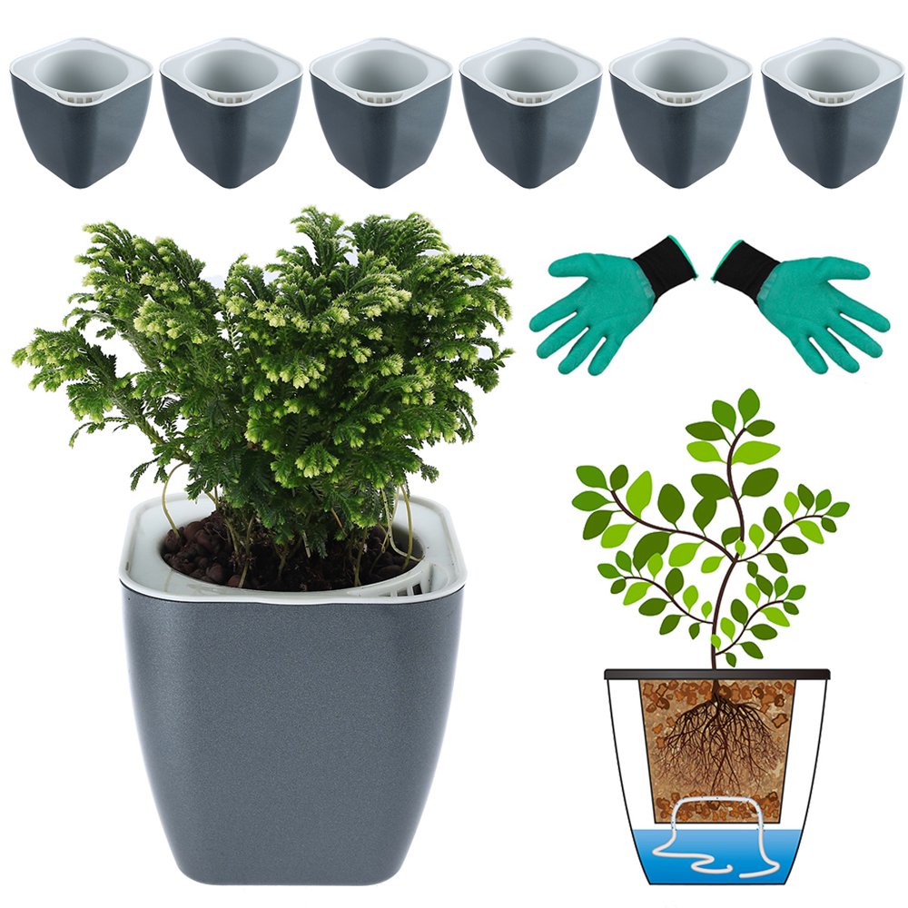 6 Packs 5 Inches Self Watering Planters Plastic Self