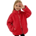thumbnail image 1 of Liyamei Children's Solid Color Double Zipper Fleece Jacket Red 9-10 Years, 1 of 5