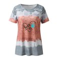 thumbnail image 4 of Mujeres Casual Cuello Redondo Manga Corta Estampado Jersey Blusa Camiseta Tops Sueltos OAVQHLG3B Store  lin121212, 4 of 4