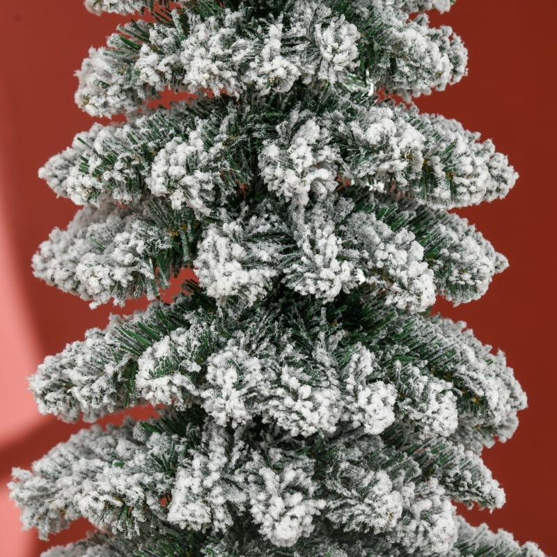 Alvantor Christmas Tree Unlit Flocked Pencil with 395 Tips, Slim Holiday Decor 18"x18"x72" 6ft Green