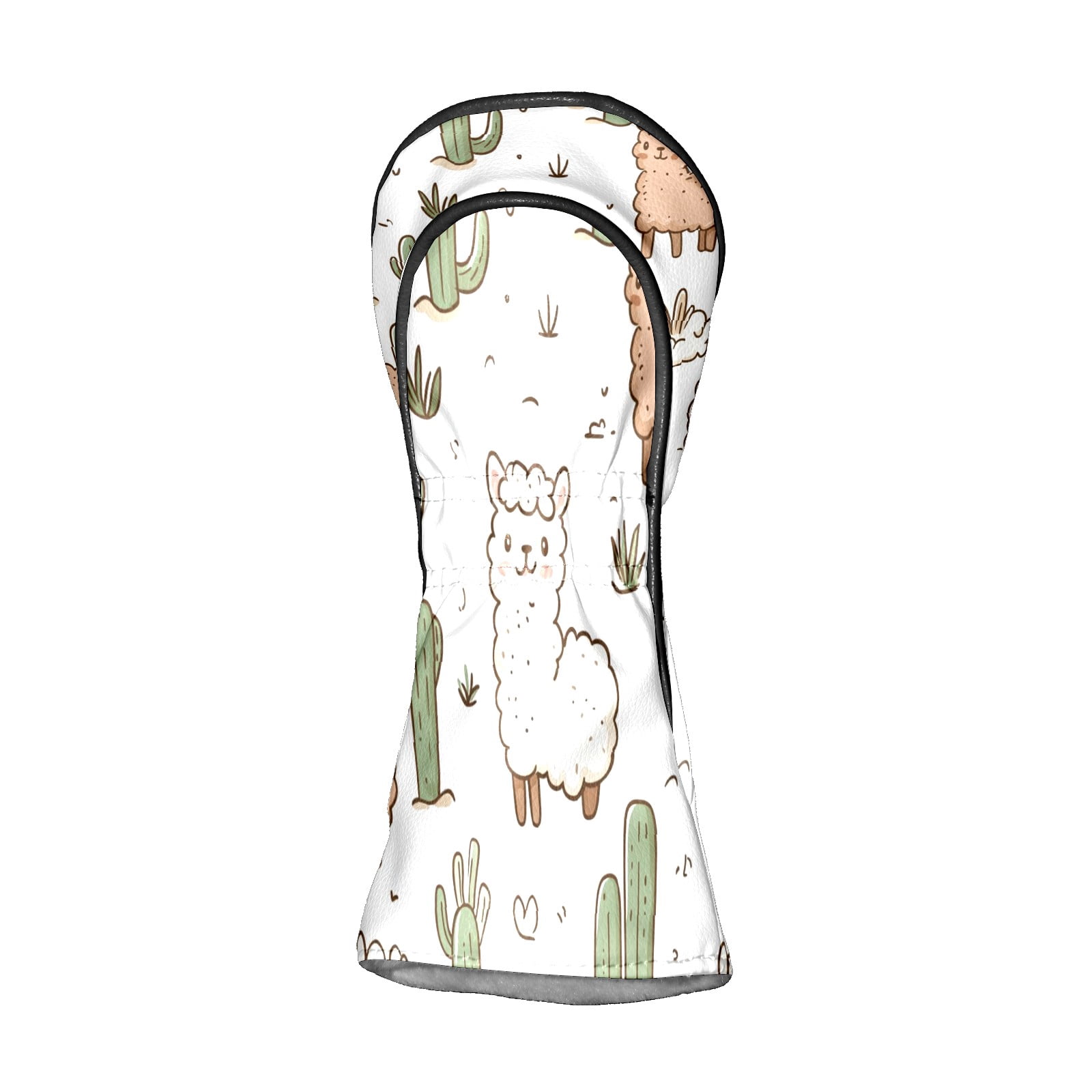 Golf Club Head Covers - Cartoon Alpaca Design, PU Leather, Waterproof, Fits Fairway Woods/Hybrid, Unisex, Fits Most Brands
