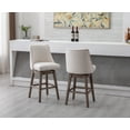 thumbnail image 3 of Guyou 27.5"Counter Height Bar Stools Set of 2, Nailhead Trim Linen Barstools with Back and Wood Legs, 360°Swivel Upholstered Stool Chairs for Kitchen Island Breakfast Bar Restaurant, Cream, 3 of 16