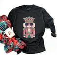 thumbnail image 2 of Pink and Teal Nutcracker Patchwork Print - Women's Garment Dyed Long Sleeve Graphic T-Shirt, 2 of 13