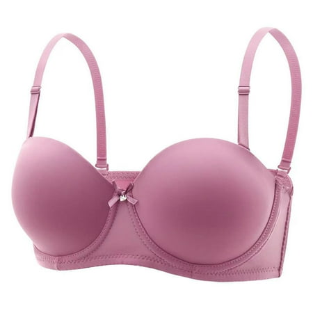 Arnsht Women s Solid Color Gathered Underwear Underwire Bra Push Up Ultra Soft Breathable Comfort Multiway Bras with Straps Pink 80
