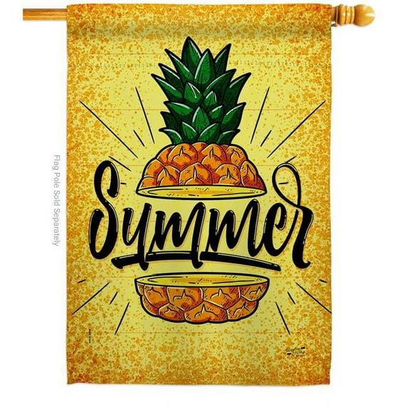 Angeleno Heritage H137518-BO Pinapple Summer Fun Summertime & Sun 28 x 40 in. Double-Sided Decorative Vertical House Flags for Decoration Banner Garden Yard Gift