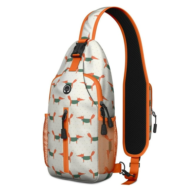 Hedgehog and mystical tree pattern Mushrooms Cute Minimalist hedgehog aesthetic Print Crossbody Backpack Crossbody Daypack, Lightweight and Durable, Multiple Compartments, Ideal for city walks, studen