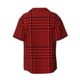 thumbnail image 2 of Disketp Men's Hawaiian Red Black Houndstooth Print Shirts Button Down Holiday Beach Shirts-Medium, 2 of 7