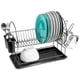 thumbnail image 1 of Compact Two-Tier Black Dish Rack with Drainboard, kitchen organization and storage., 1 of 5