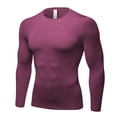 thumbnail image 1 of TOPTIE Men's Long Sleeve Compression Shirt, Athletic Workout Base Layer-Maroon-S, 1 of 7