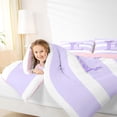 thumbnail image 3 of Erosebridal Glitter Print Personalized Initial E Girl Queen Comforter Set 3pcs,Kids Teens Purple Bow Geometric Stripes Bedding Comforter Set,Pink Reversible, 3 of 6