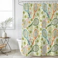 thumbnail image 2 of Small Stall Shower Curtain 36x72 Inch Narrow Half Size Tennis Sports Bath Curtains Bathroom Decor, Cartoon Sage Green Flowers Ball Theme Waterproof Fabric Shower Curtain Set with Hooks 36 Inch, 2 of 7