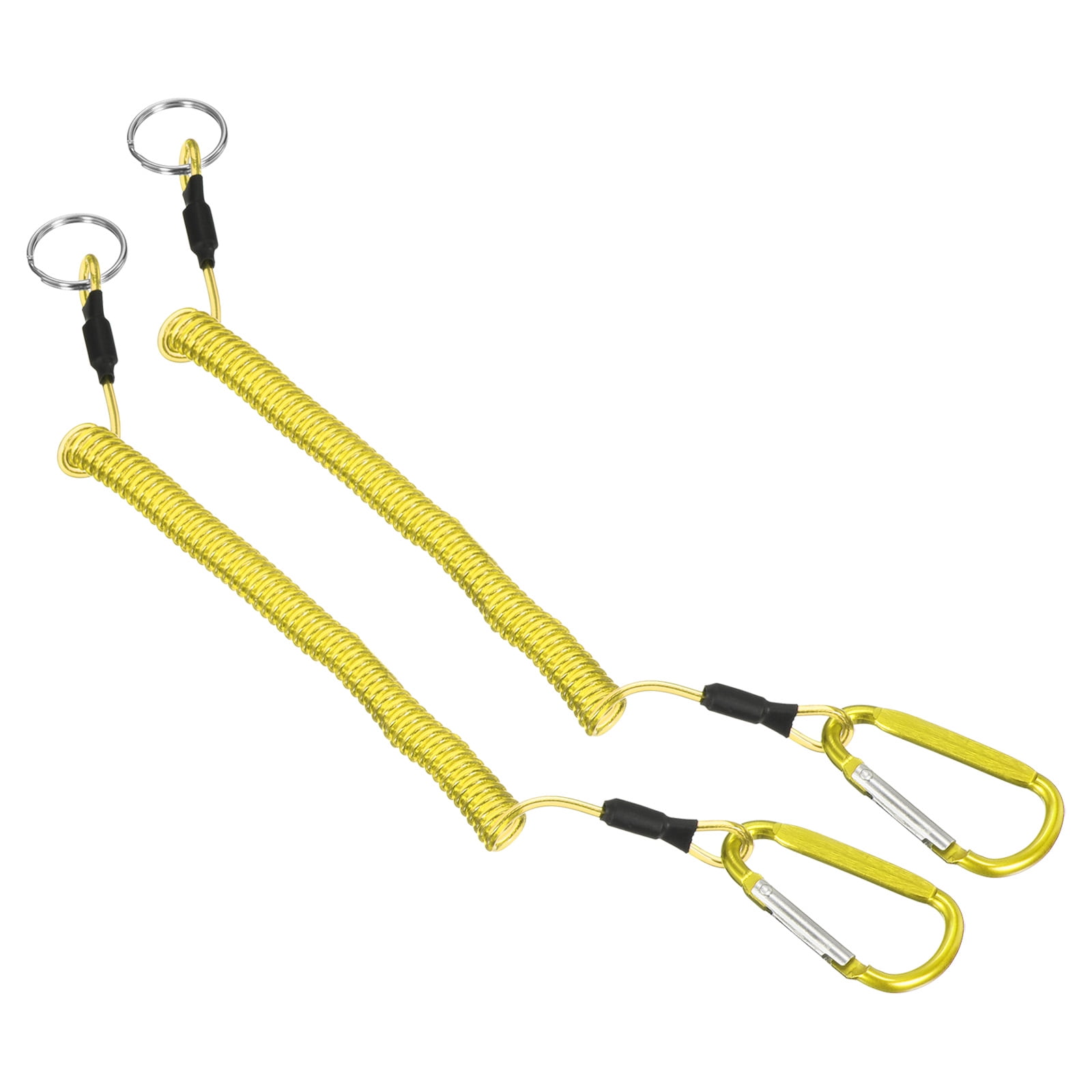 Uxcell 4.9ft Fishing Lanyard Coiled Ropes Retractable with Metal Clip