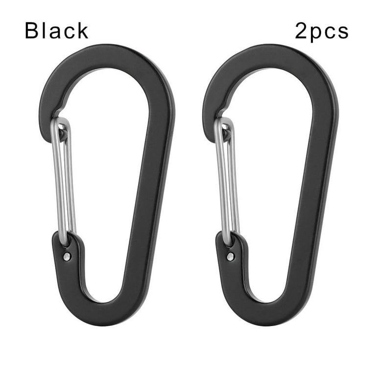 1/2/5pcs Aluminum Alloy Multi Tool Outdoor Hook Fishing Acessories Camping  Lock Buckle Fishing Small Carabiner Climbing Snap Clip Keychain Clips BLACK  2PCS 