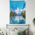 thumbnail image 3 of Landscape Tapestry, Dreamy View of Alpine Lake with Snow Frozen Peaks Swiss Northern Explore, Wall Hanging for Bedroom Living Room Dorm Decor, 60W X 80L Inches, Blue Green White, by Ambesonne, 3 of 5