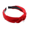 thumbnail image 2 of Motique Accessories Satin Turban Knot Headband with Silver Gems - Red, 2 of 3