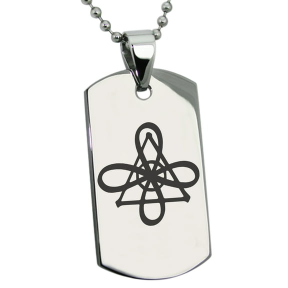 Stainless Steel Reiki Gnosa Connection Engraved Dog Tag Pendant Necklace