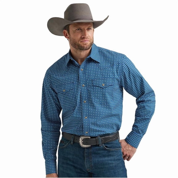 Wrangler Mens 20X Blue Print Shirt