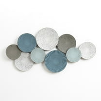 LuxenHome Multi-Color Distressed Plates 43.3-Inch Wide Abstract Metal Wall Decor