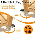 thumbnail image 3 of TOYTEXX 3-Tier Rolling Storage Shelf, Solid Wood Utility Cart with Wheels for Home, Living Room, Kitchen, Bathroom, 3 of 7