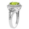 thumbnail image 3 of 14K White Gold Natural Peridot Ring Cushion 8x8 mm with Diamond Accents, size 9.5, 3 of 4