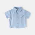thumbnail image 2 of HCNTES Boys School Shirts 2-15 Years, Toddler Baby Boys Long Sleeve Pullover Tops Kids Casual Button Lapel School Uniform(Blue,2-3 Years), 2 of 4