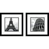 Black & White Eiffel Tower/Pisa Framed Art, Set of 2