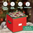 thumbnail image 2 of PayUSD Christmas Ornament Storage Box with Dual Zipper Closure Box Contributes Slots for 64 Holiday Ornaments 3-Inch, Xmas Decorations Accessories, Red, 2 of 8