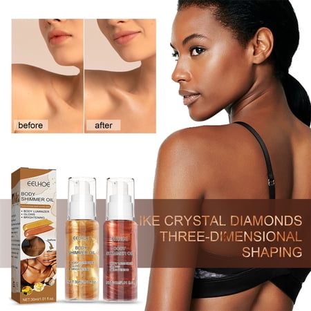 Shimmer Body Oil 2 Color Bronze Face Brighten Glow Pearl Highlighter Illuminator Body Makeup Shine Glitter Gold Liquid Taning