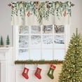 thumbnail image 4 of Valances for Windows Winter Green Eucalyptus Leaf Rod Pocket Short Curtain for bathroom living room bedroom Retro Pine Cone Berry on Linen 1 Panel 54x18in, 4 of 7