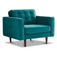 thumbnail image 1 of Harriet Fauteuil Rembourré en Velours Dos Coussin Style Mid-Century Modern en Turquoise, 1 of 6